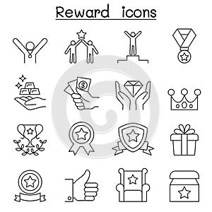 Reward & Success icon set in thin line style photo
