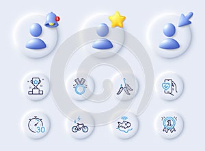 Reward, Timer and Fishfinder line icons. For web app, printing. Vector