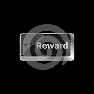 Reward word on keyboard keys showing payoff or roi