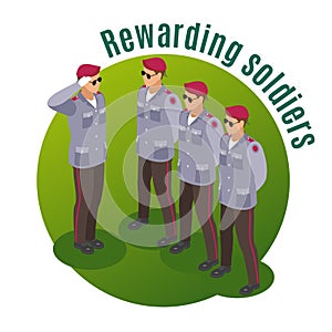 Rewarding Soldiers Isometric Composition