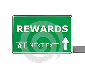 REWARDS road sign isolated on white