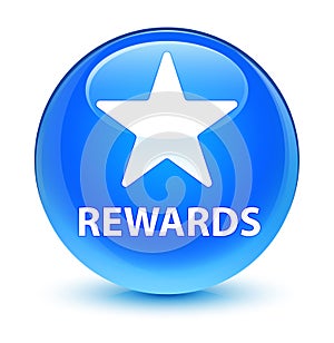 Rewards (star icon) glassy cyan blue round button