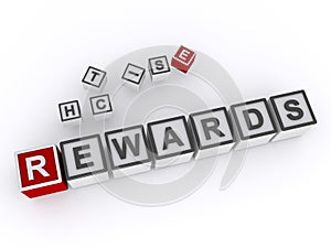 rewards word block on white