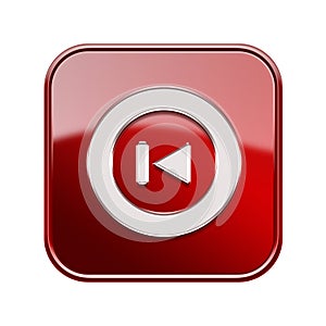 Rewind Back icon glossy red.