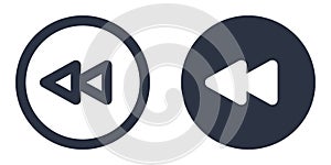 Rewind Button simple icons set designed in filled and stroke style