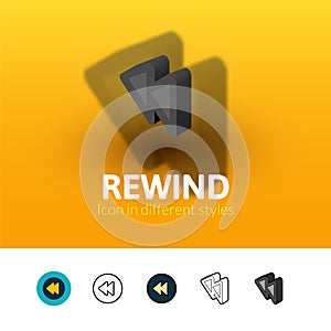 Rewind icon in different style photo