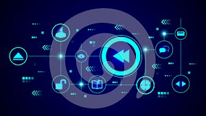 rewind sign icon. From Web set