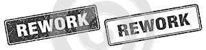 Rework stamp set. rework square grunge sign