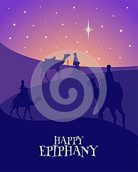 Three wise men in the desert. Kings Day. Epiphany. photo