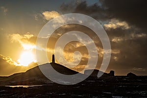 Reykjanesviti lighthouse at sunset, iceland