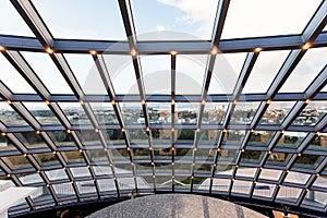 View of Reykjavik city from glass dome of Perlan