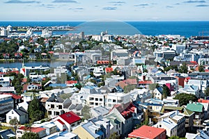 Reykjavik city, view from the top of Hallgrimskirkja church, Iceland