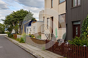 Typical Icelandic architecture in the city center, Reykjavik, Iceland