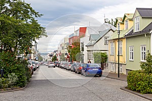 Typical Icelandic architecture in the city center, Reykjavik, Iceland