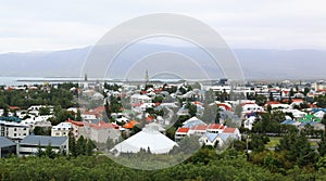 Reykjavik, Iceland cityspace aerial panorama view.