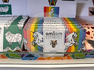 Famous OmNom Chocolate Candy bars for sale at a store