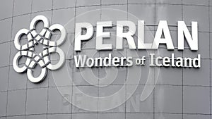 Sign of The Perlan Museum and Planetarium, Reykjavik.