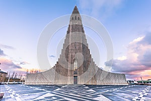 Reykjavik - May 01, 2018: Hallgrimskirkja church in the center of Reykjaivk, Iceland