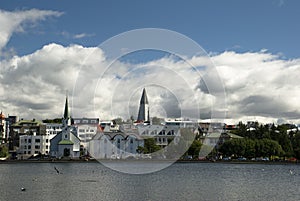 Reykjavik viewed from Tjornin lake. photo