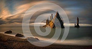 Reynisdrangar rocks sunrise