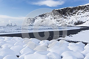 Reynisfjall Mountains and Sea Stacks photo