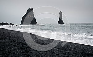 Reynisfjara aka black sand beach is a world-famous tropical beach found on the South Coast of Iceland.