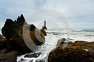 Reynisfjara lava beach view, south Iceland landscape