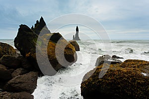 Reynisfjara lava beach view, south Iceland landscape