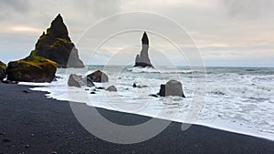 Reynisfjara lava beach view, south Iceland landscape