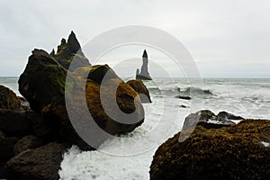 Reynisfjara lava beach view, south Iceland landscape