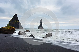 Reynisfjara lava beach view, south Iceland landscape