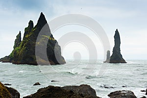 Reynisfjara lava beach view, south Iceland landscape