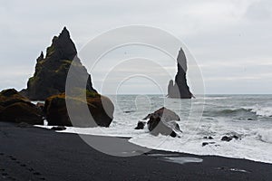 Reynisfjara lava beach view, south Iceland landscape