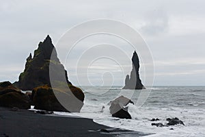 Reynisfjara lava beach view, south Iceland landscape