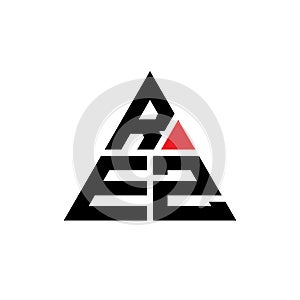 REZ triangle letter logo design with triangle shape. REZ triangle logo design monogram. REZ triangle vector logo template with red photo