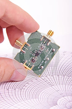 RF engineer inspect microwave mixer PCB