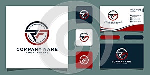 RF initial letters loop linked circle monogram logo with business card design template