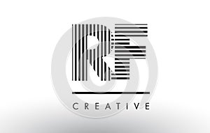 RF R F Black and White Lines Letter Logo Design. photo