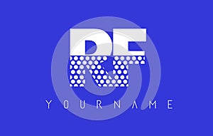 RF R F Dotted Letter Logo Design with Blue Background. photo
