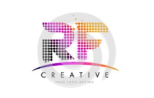 RF R F Letter Logo Design with Magenta Dots and Swoosh photo