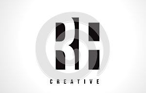 RF R F White Letter Logo Design with Black Square. photo