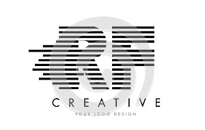 RF R F Zebra Letter Logo Design with Black and White Stripes photo