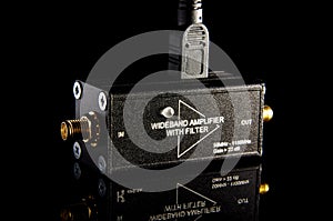 RF wideband amplifier isolated on the black background