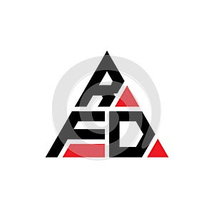 RFD triangle letter logo design with triangle shape. RFD triangle logo design monogram. RFD triangle vector logo template with red