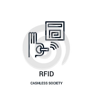 rfid icon vector from cashless society collection. Thin line rfid outline icon vector illustration