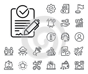 Rfp line icon. Request for proposal sign. Salaryman, gender equality and alert bell. Vector