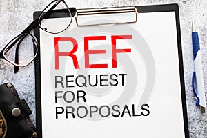 RFP- Request For Proposal written in notebook