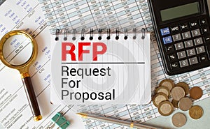 RFP- Request For Proposal written in notebook