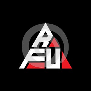 RFU triangle letter logo design with triangle shape. RFU triangle logo design monogram. RFU triangle vector logo template with red