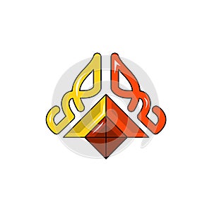 simple pyramid logo, modern sign template. solid color style,